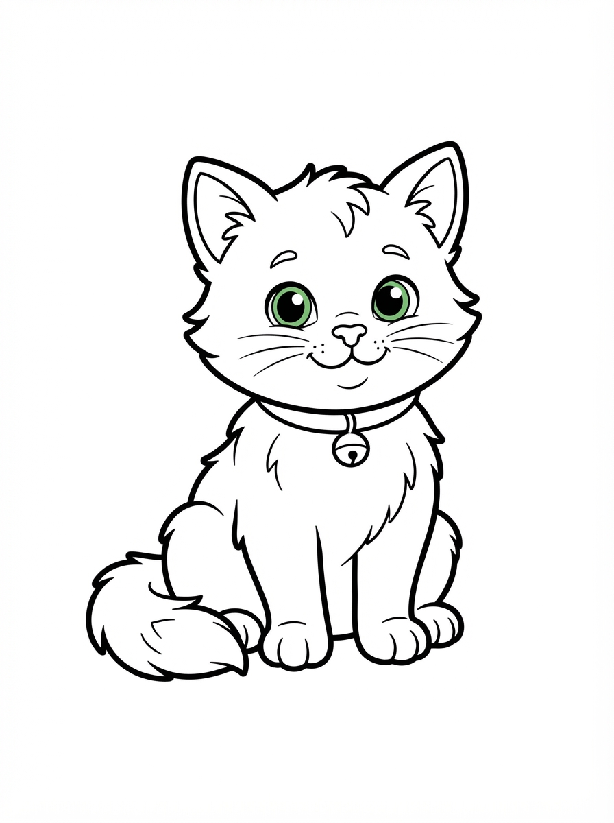 Green-Eyed Kitten coloring page - free printable outline
