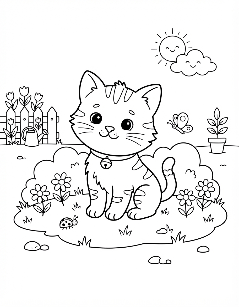 Kitten Coloring Pages Online coloring page - free printable outline