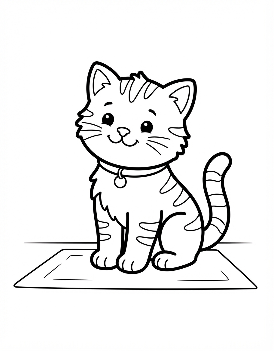 Kitten Homeschool Printables coloring page - free printable outline