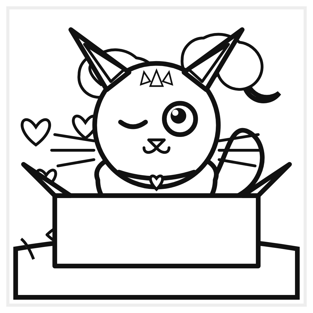 Kitten in a Toy Box coloring page - free printable outline