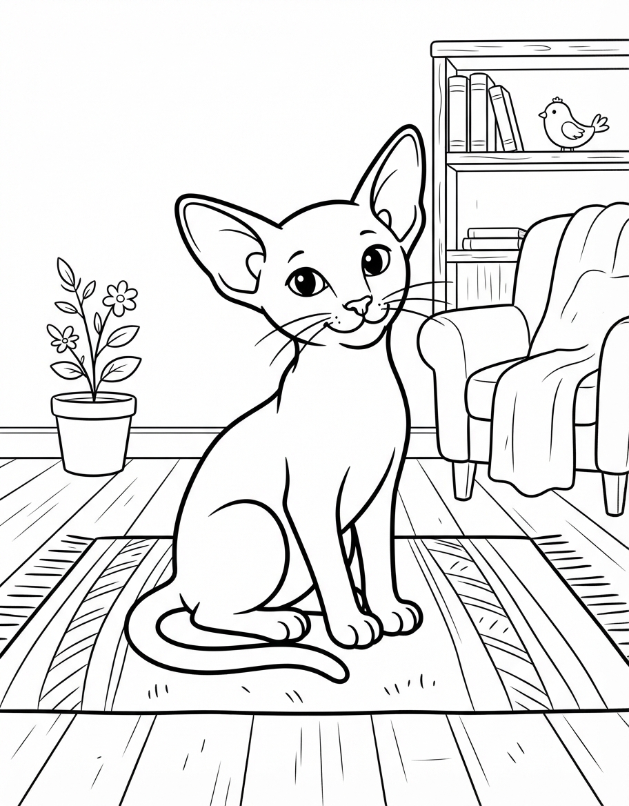 Oriental Shorthair Kitten coloring page - free printable outline
