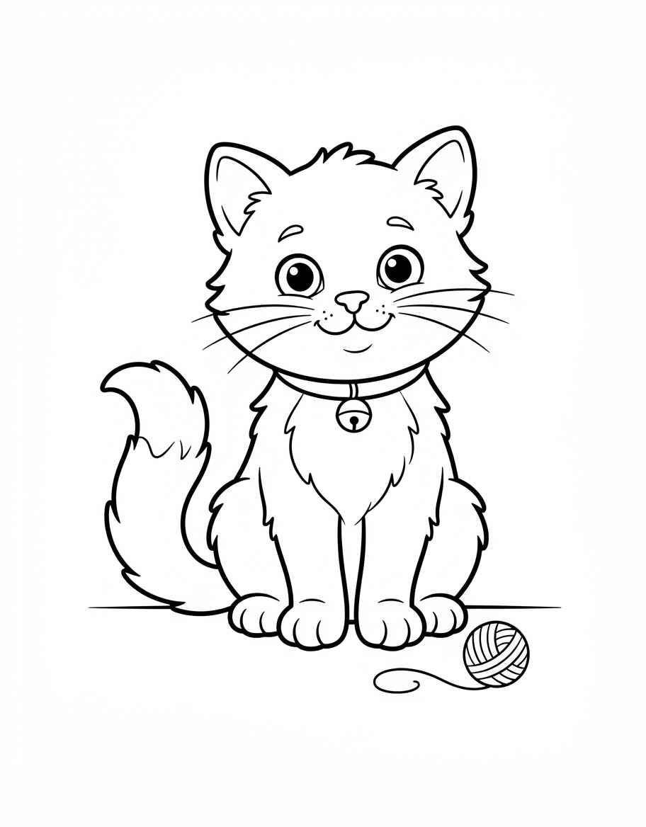 Yellow-Eyed Kitten coloring page - free printable outline