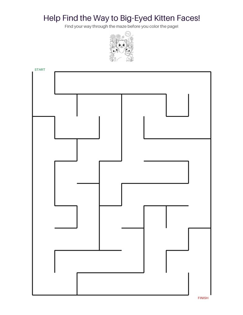 Big-Eyed Kitten Faces maze set preview