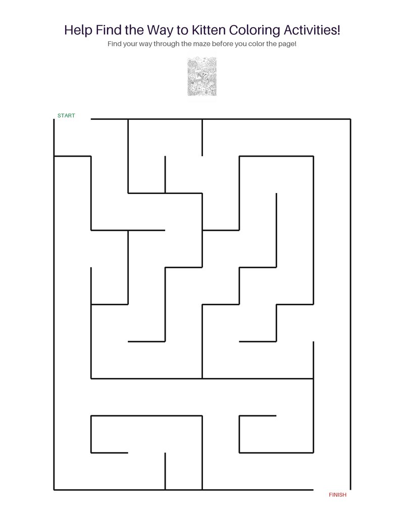 Kitten Coloring Activities maze set preview
