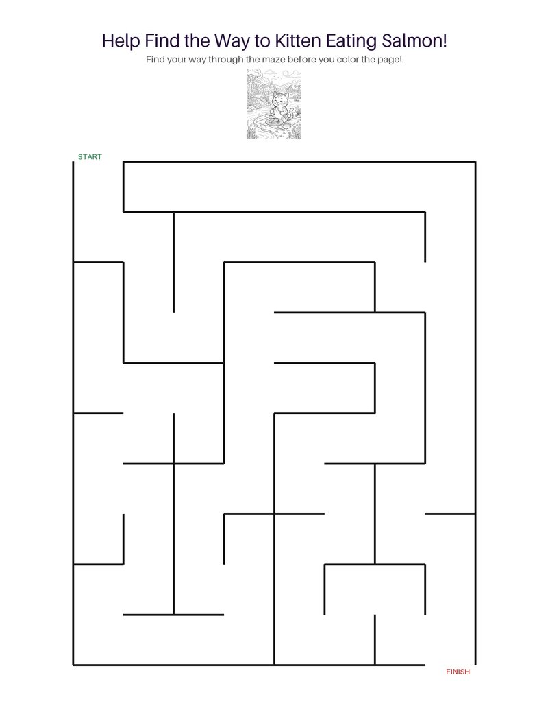 Kitten Eating Salmon maze set preview