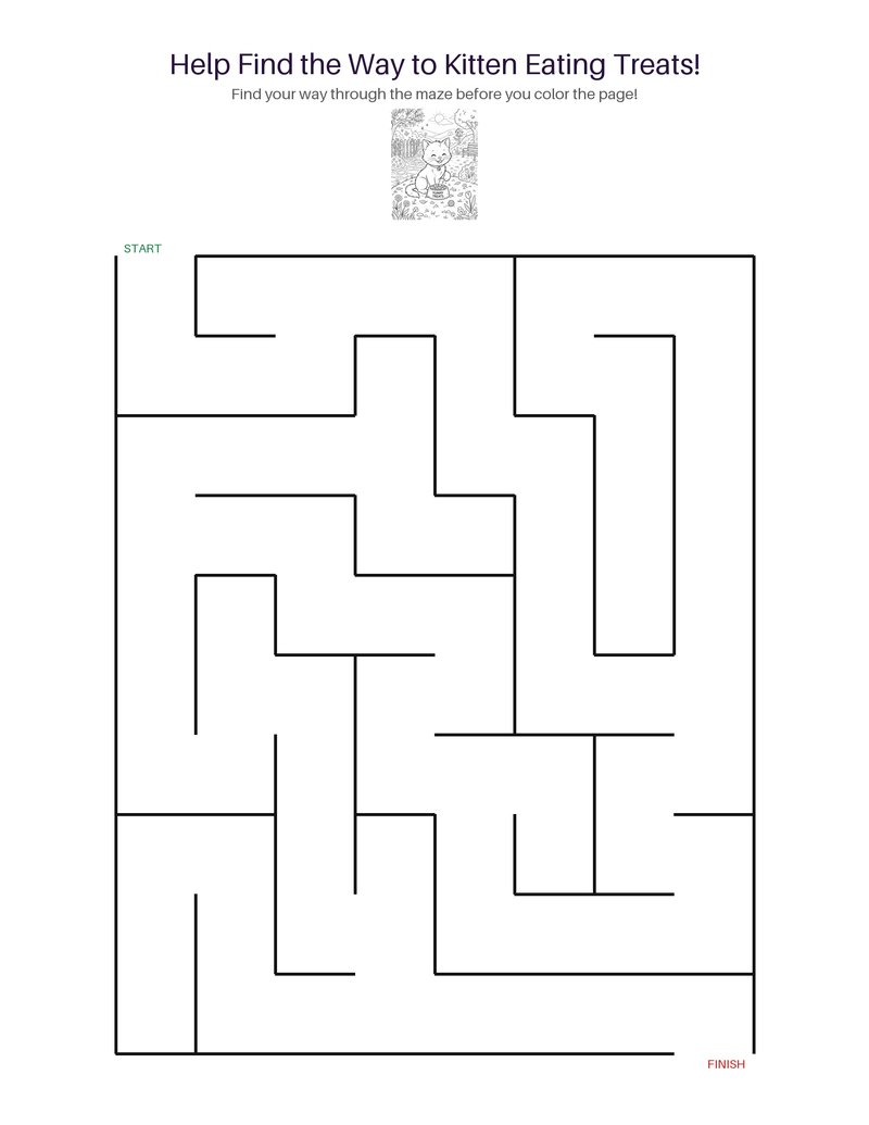 Kitten Eating Treats maze set preview